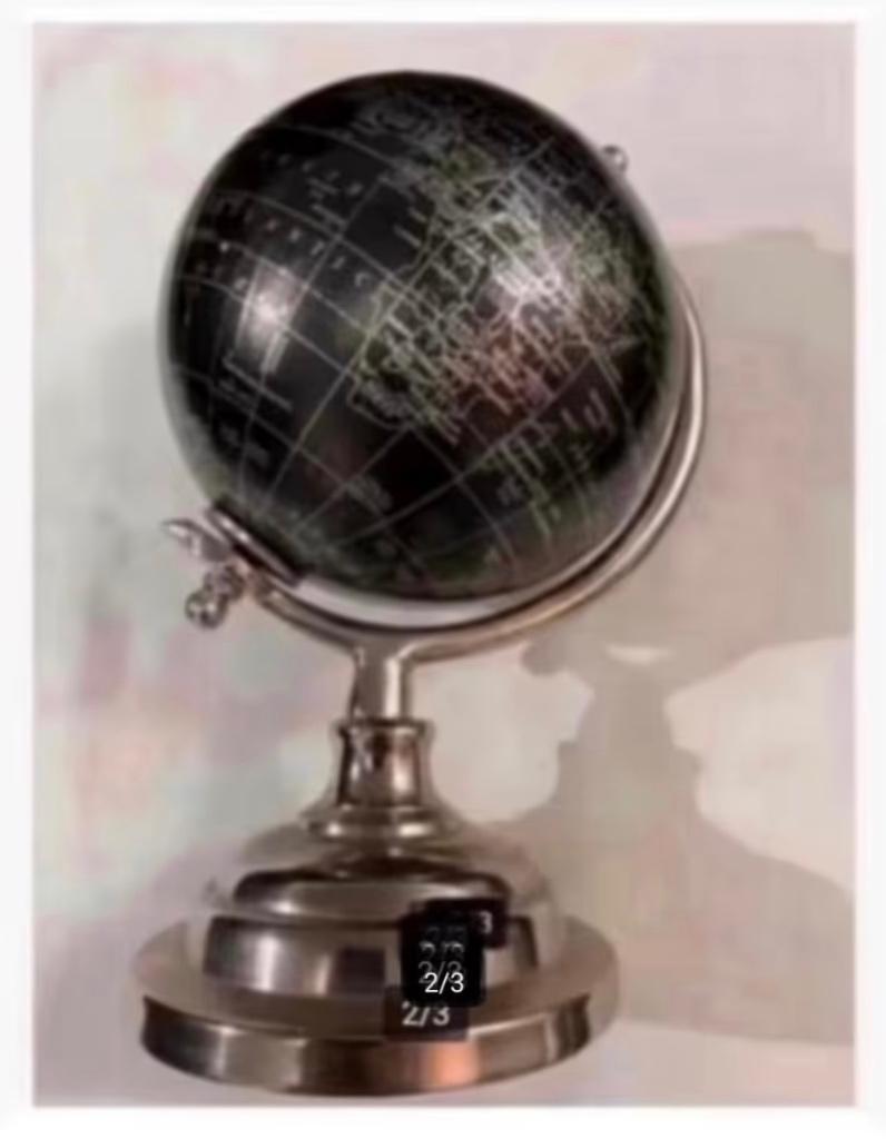 Wereldbol zwart op metalen voet 27 cm hg woondeco, Ophalen of Verzenden