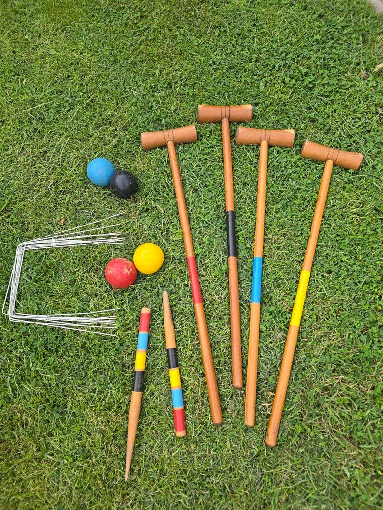 Prachtige antieke & complete houten croquetset €39, Ophalen of Verzenden