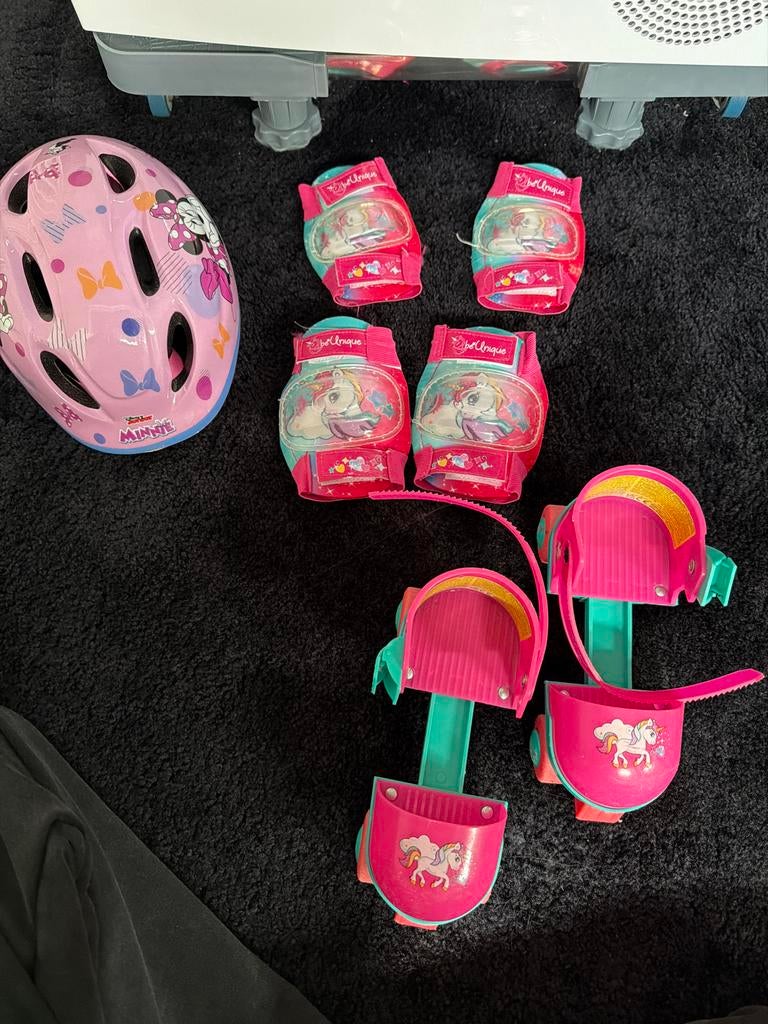 Rolschaatsen met beschermset en helm, Ophalen, Verstelbaar, Gebruikt, Kinderen
