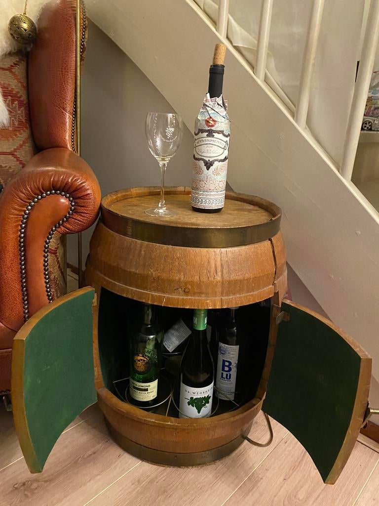 Winebarrel bar wijnvat bar vintage met licht, Ophalen of Verzenden, Gebruikt