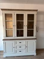 Vitrinekast Florence wit met bruin bovenblad, Ophalen, Gebruikt, 200 cm of meer, 150 tot 200 cm