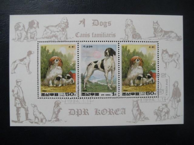 Postzegels honden Noord Korea 1994 - cat.w € 3,60 (3), Ophalen of Verzenden, Gestempeld, Dier of Natuur