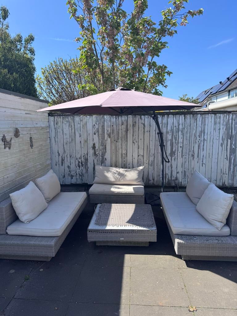 Loungeset Ibiza - parasol ook over te nemen, Tuin en Terras, Ophalen, 5 zitplaatsen, Gebruikt, Loungeset