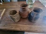 Te koop 3 nepalese kruikjes, Huis en Inrichting, Woonaccessoires | Vazen, Ophalen, Overige kleuren, Overige materialen, Minder dan 50 cm