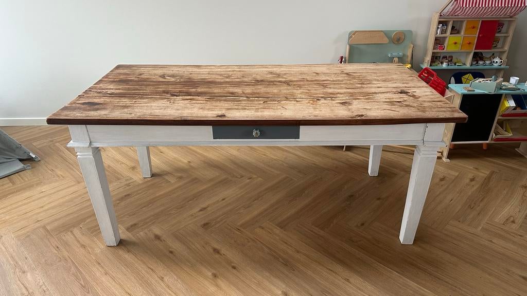 Eikenhouten eettafel, donker geolied, Huis en Inrichting, Ophalen, Gebruikt, Eikenhout, 50 tot 100 cm