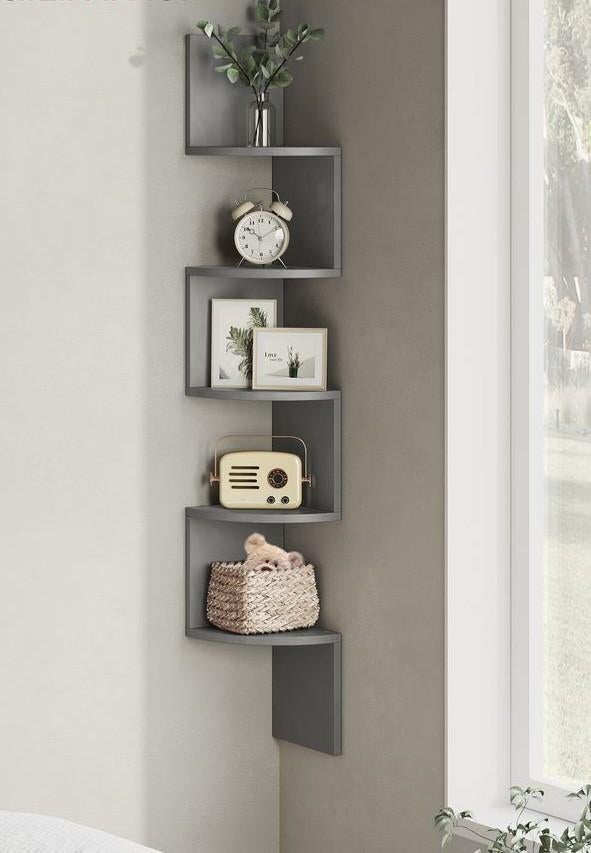 Wandplank, boekenplank, decoratie met 5 planken grijs 126x20, Ophalen of Verzenden, Nieuw