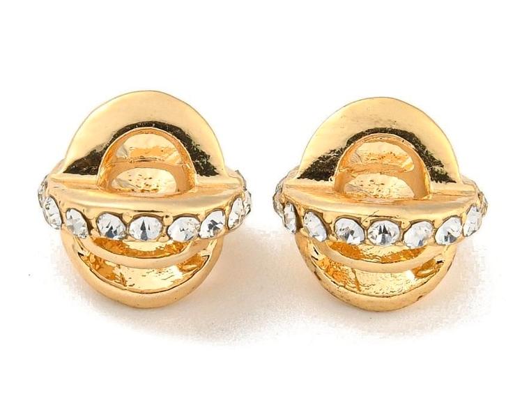 Dubbel vergulde groot gat bedel met strass, Sieraden, Tassen en Uiterlijk, Bedels, Nieuw, Overige merken, Overige materialen, 4 bedels of meer