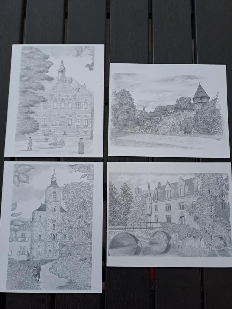 Vintage prenten Kerkrade Maastricht Heerlen, 1960 tot 1980, Ophalen of Verzenden, Zo goed als nieuw, Gebouw