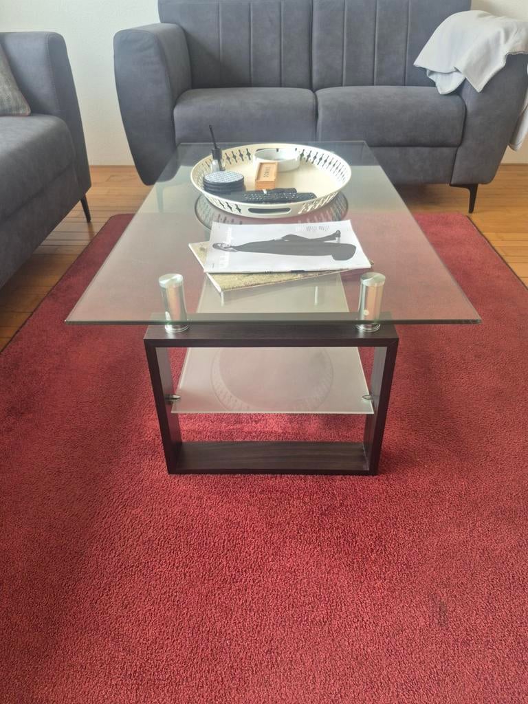 JYSK Salontafel NYBORG - Glas & Wit - 110x60 cm, Ophalen, Gebruikt, 100 tot 150 cm, 50 tot 100 cm