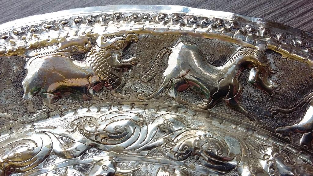 Omstreeks 1930 -1950 GROTE Aziatische India Indische Schaal, Ophalen of Verzenden