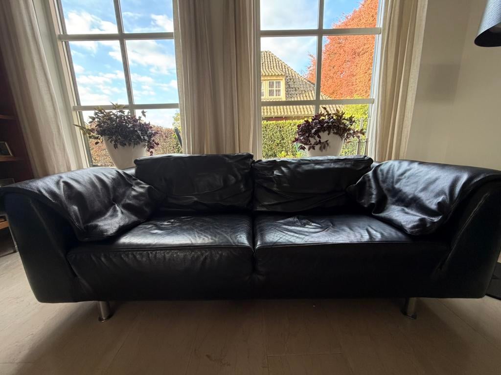 Bank leer 2,5 zits Molinari, Ophalen, Gebruikt, Driepersoons, Rechte bank