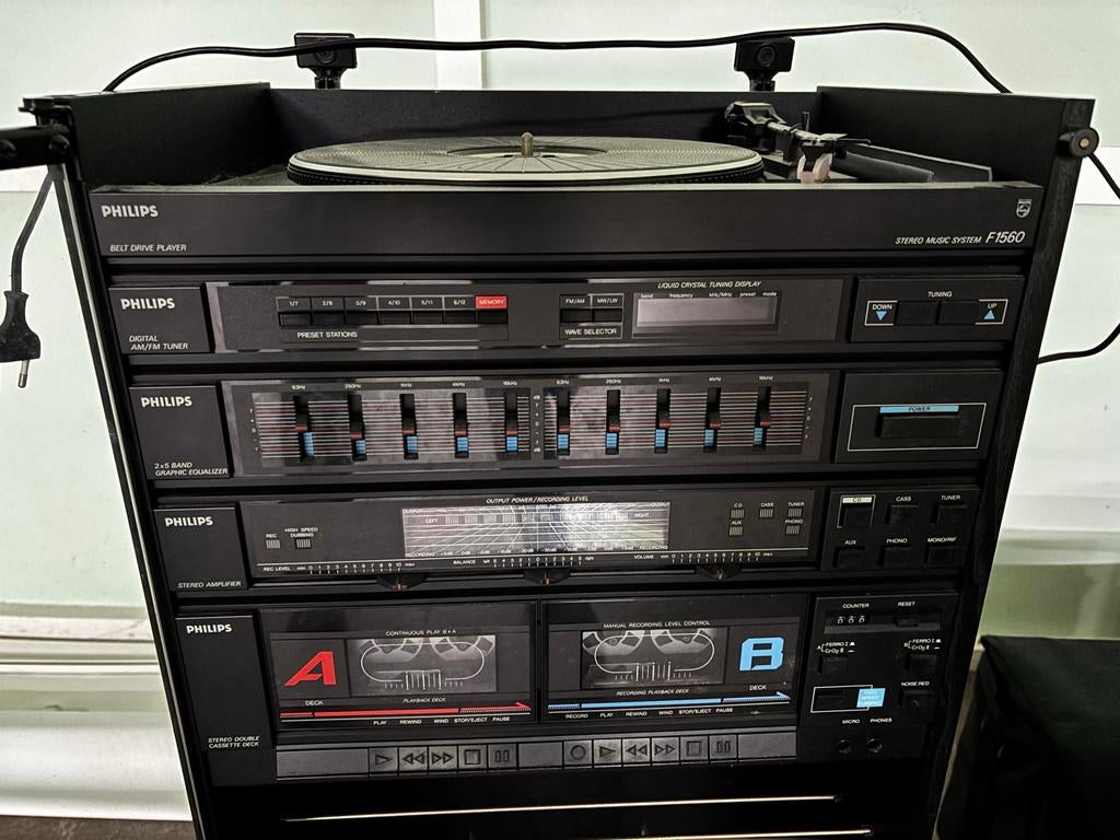 Philips Stereo toren F1560, Audio, Tv en Foto, Stereo-sets, Philips, Gebruikt, Cassettedeck, Losse componenten