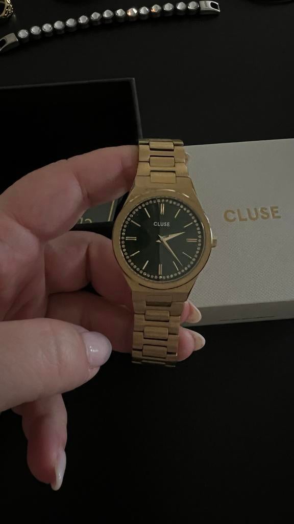 Cluse horloge met donkergroene wijzerplaat, Sieraden, Tassen en Uiterlijk, Horloges | Dames, Overige merken, Staal, Polshorloge