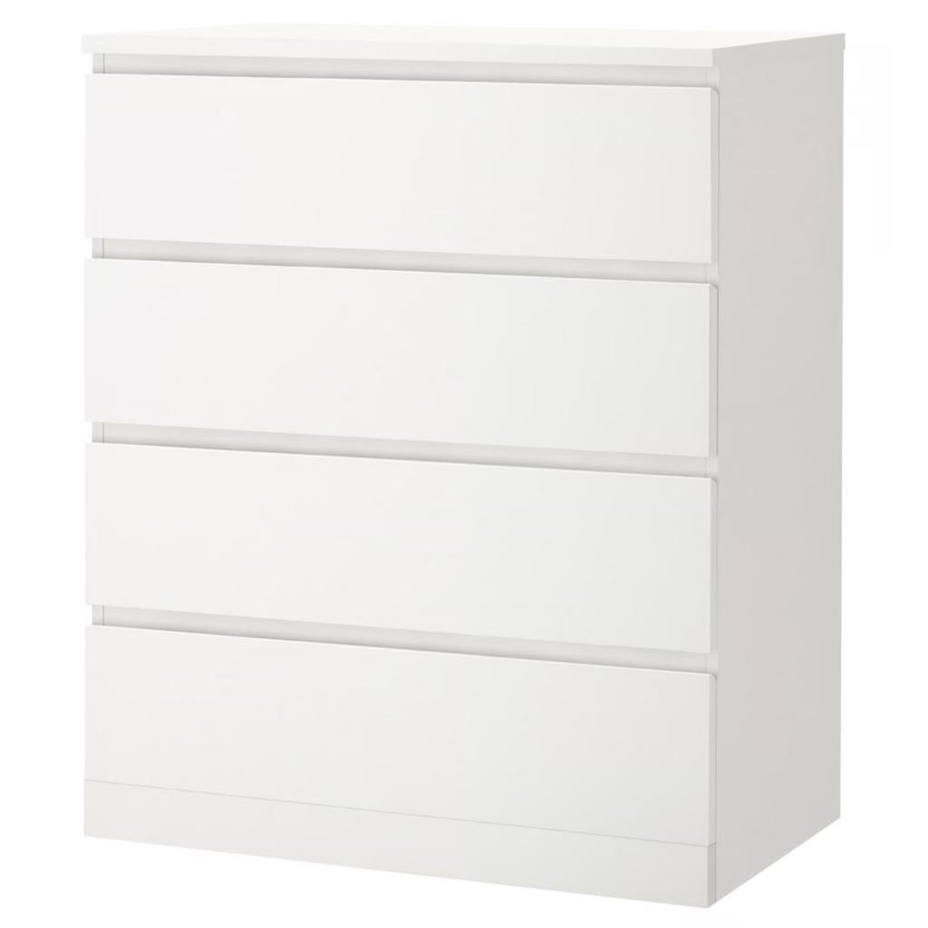 IKEA MALM - ladekast 4 lades ,wit, Ophalen, 50 tot 100 cm, Zo goed als nieuw, 3 of 4 laden