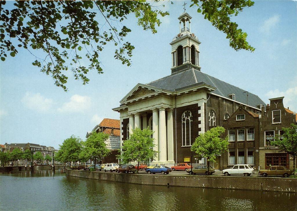 Schiedam, Lange Haven, De Havenkerk - auto - ongelopen, Ophalen of Verzenden, Voor 1920, Ongelopen, Zuid-Holland