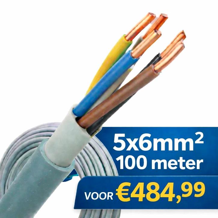 YMvK 5x6mm² 100 meter, Doe-het-zelf en Verbouw, Elektra en Kabels, Nieuw, Kabel of Snoer, Ophalen of Verzenden