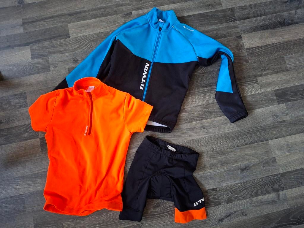 B'Twin (kinder) fietskleding set maat 128 m/v (8 jaar), Ophalen, Gebruikt, Kinderen, Overige maten