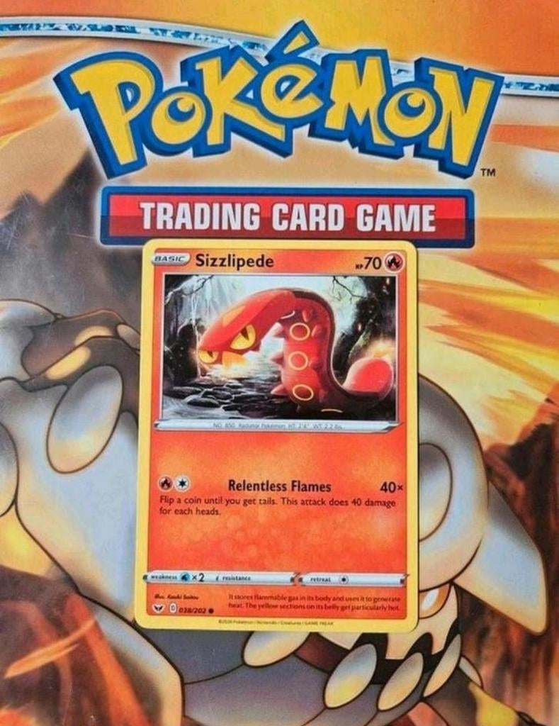 Sizzlipede 037/202 Sword&Shield base set pokemon kaart nm, Ophalen of Verzenden, Zo goed als nieuw, Losse kaart