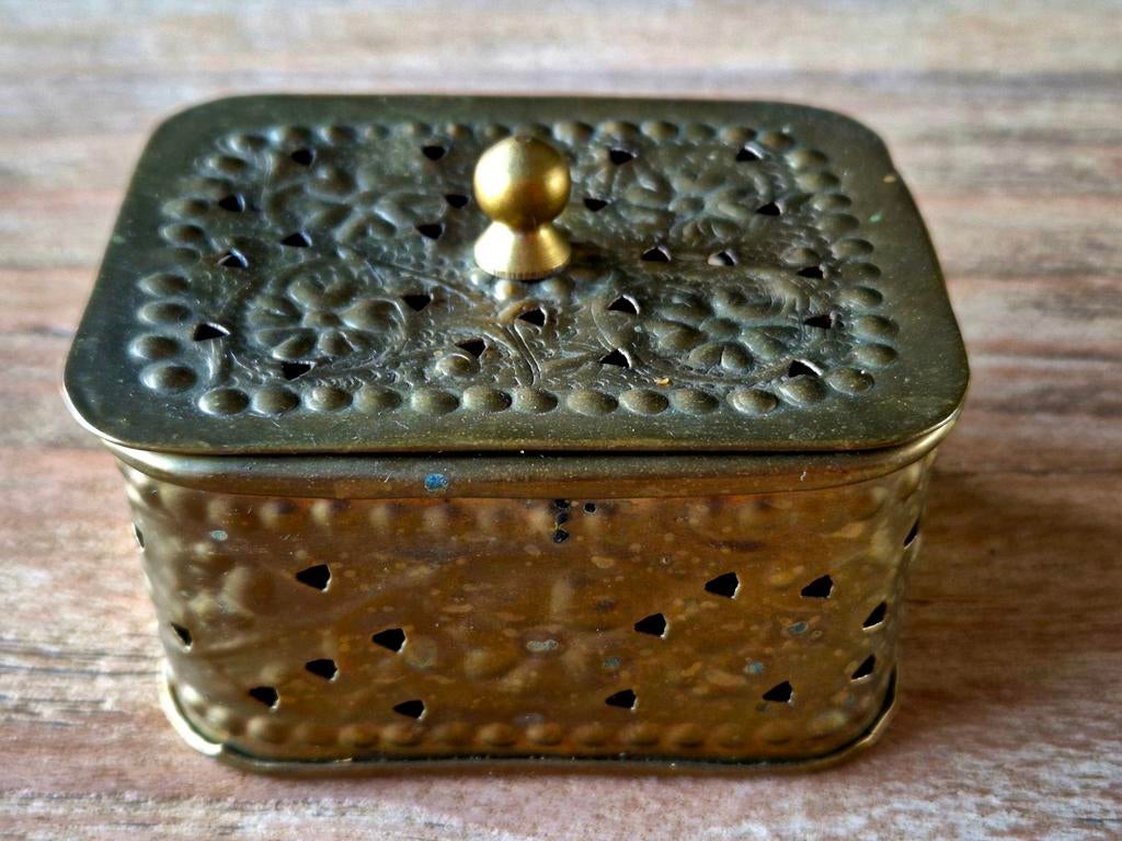 Vintage messing sieradendoosje / snuifdoosje, Ophalen of Verzenden
