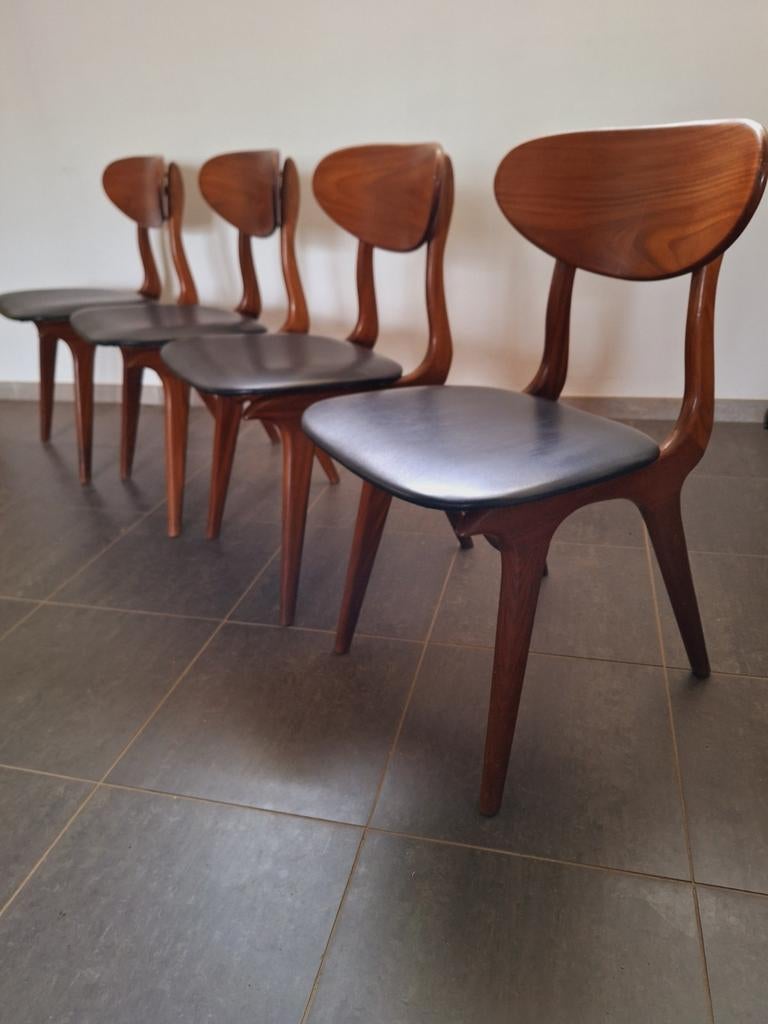 Vintage stoelen midcentury., Huis en Inrichting, Stoelen, Ophalen, Gebruikt, Bruin