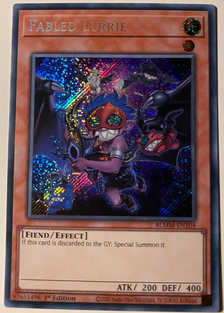 Yu-Gi-Oh! Fabled Lurrie BLMM 1st Edition !, Ophalen of Verzenden, Zo goed als nieuw, Losse kaart, Foil