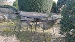 Gietijzeren tuinset met 4 stoelen en ronde tafel, Tuin en Terras, Ophalen, Gebruikt, Tuinset, Eettafel