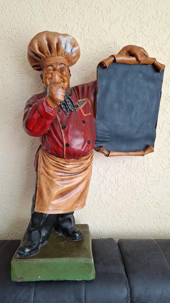 Grote Chef-kok Beeld met Krijtbord - 78cm hoog, Ophalen, 50 - 100 cm, Overige materialen, Beeld