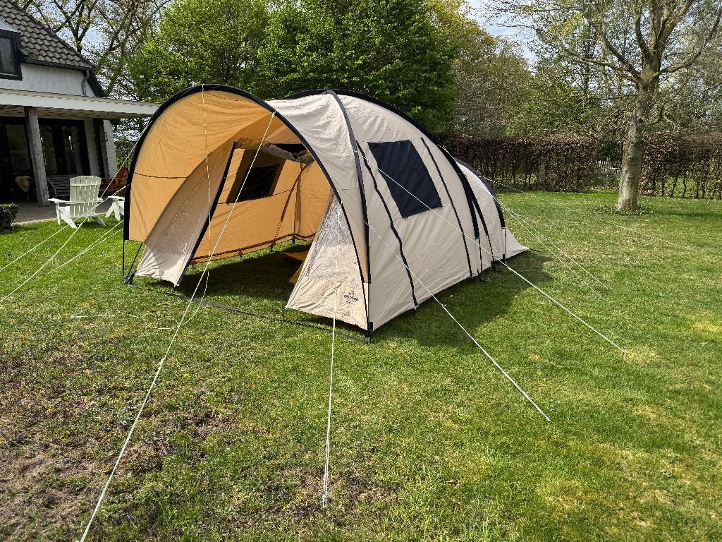 Katoenen 4-persoons Obelink tent, Caravans en Kamperen, Ophalen, Zo goed als nieuw, Tot en met 4