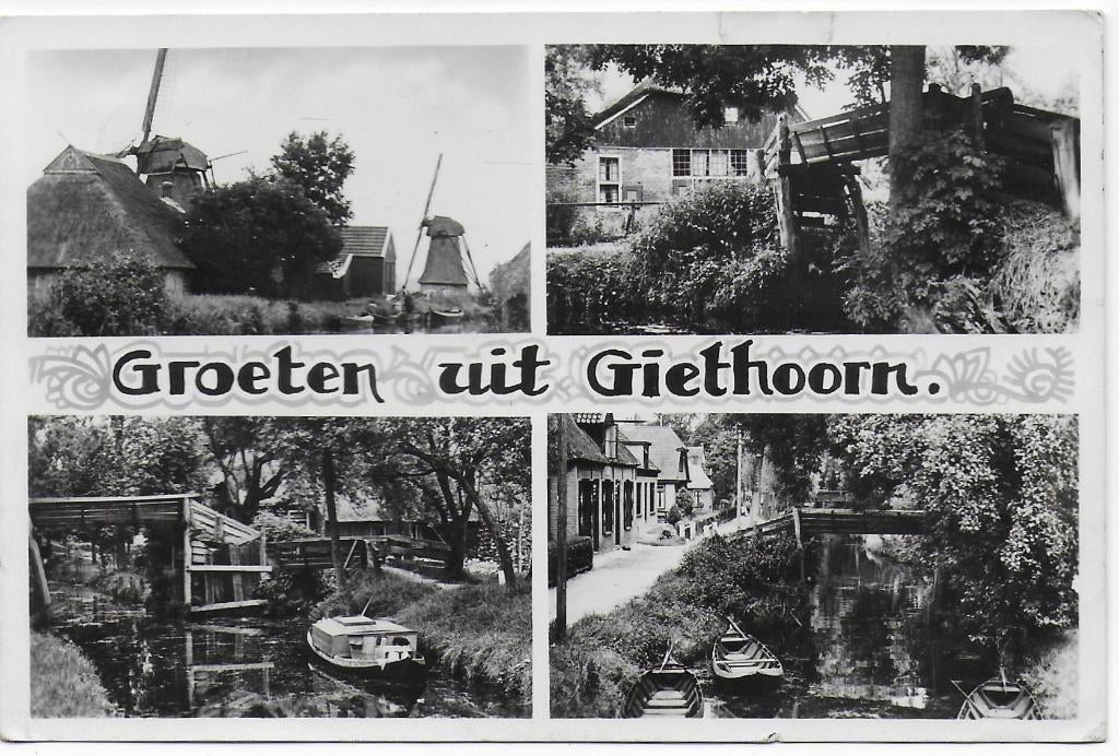 Giethoorn  Ansichtkaart Uit 1951 ( B5100 ), Ophalen of Verzenden, 1940 tot 1960, Gelopen, Overijssel