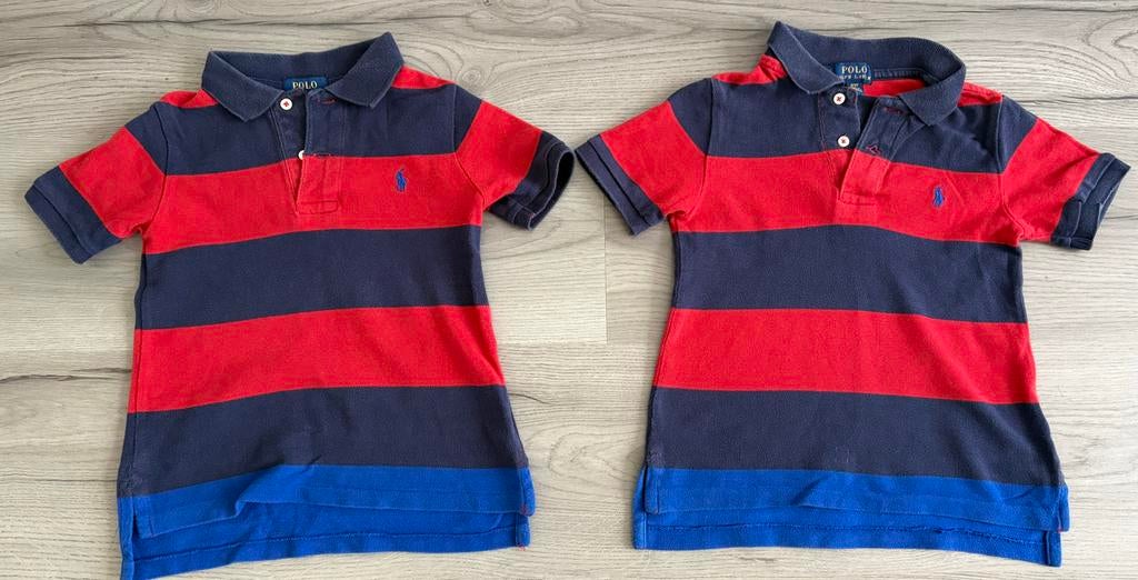 2 Polo Ralph Lauren polo's maat 3/3T blauw rood gestreept, Kinderen en Baby's, Kinderkleding | Maat 98, Ophalen of Verzenden, Gebruikt