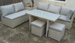 Wicker Loungeset met Tafel en Hocker - Zo goed als nieuw, Ophalen of Verzenden, Zo goed als nieuw, Loungeset, Wicker