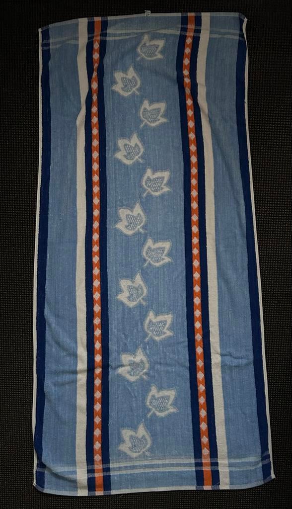 Vintage Handdoek met Bladmotief - Blauw/Oranje, Ophalen of Verzenden, Nieuw, Blauw, Handdoek