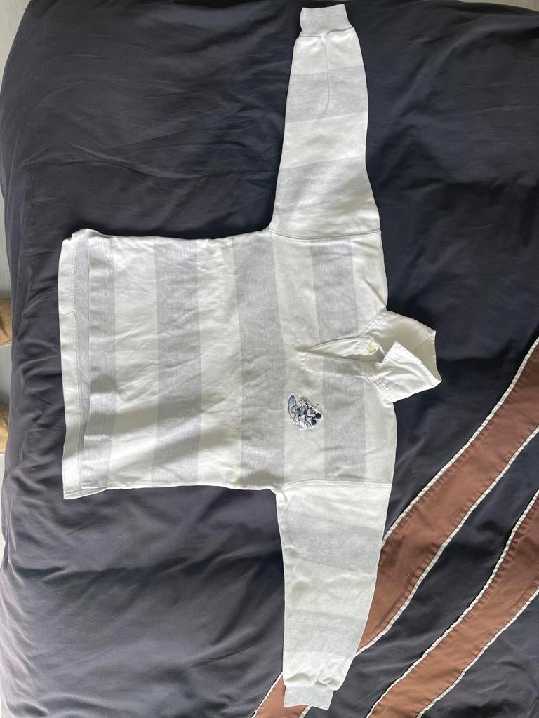 Donaldson Poloshirt Maat 120/128 (6) Wit Lichtgrijs Gestreep, Kinderen en Baby's, Ophalen of Verzenden, Zo goed als nieuw, Jongen of Meisje