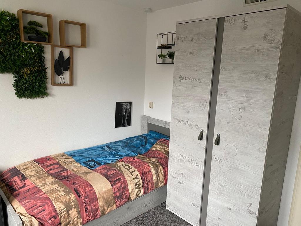 Slaapkamer set: eenpersoonsbed, kast en slaapbank, Ophalen, Gebruikt, Eenpersoons, Overige maten