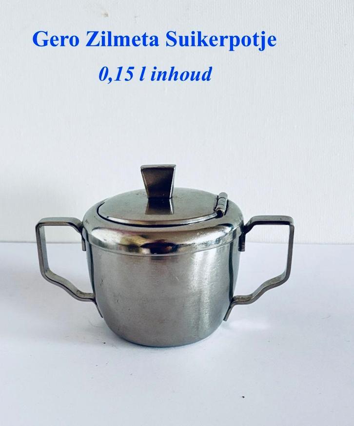 Gero Zilmeta rvs Suikerpotje met vast deksel, Antiek en Kunst, Antiek | Servies los, Ophalen