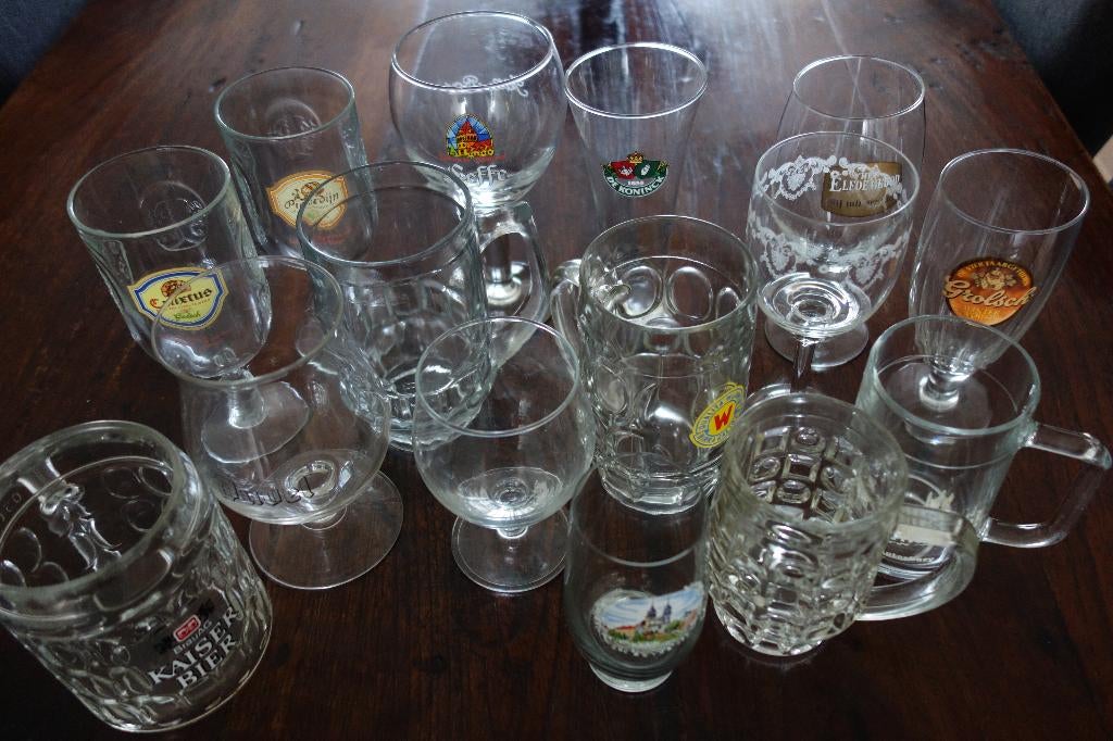 bierglazen assortie 15 stuks, Verzamelen, Biermerken, Ophalen, Zo goed als nieuw, Glas of Glazen, Overige merken