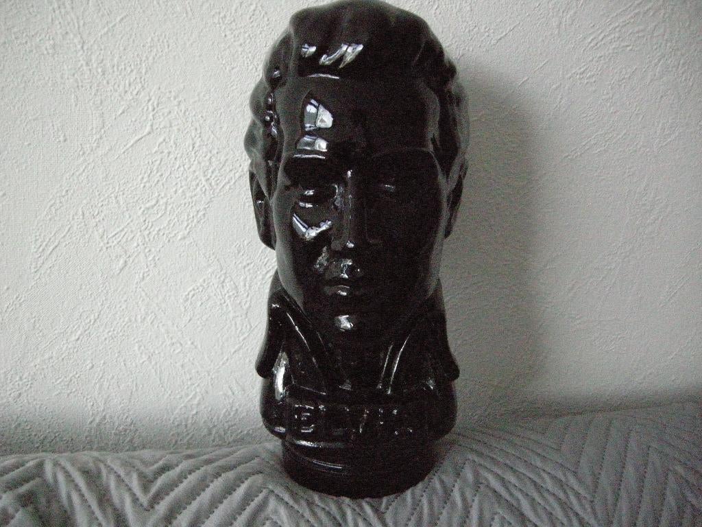 Glazen hoofd Elvis Presley - zgan, Ophalen, Zo goed als nieuw, Zwart, Glas