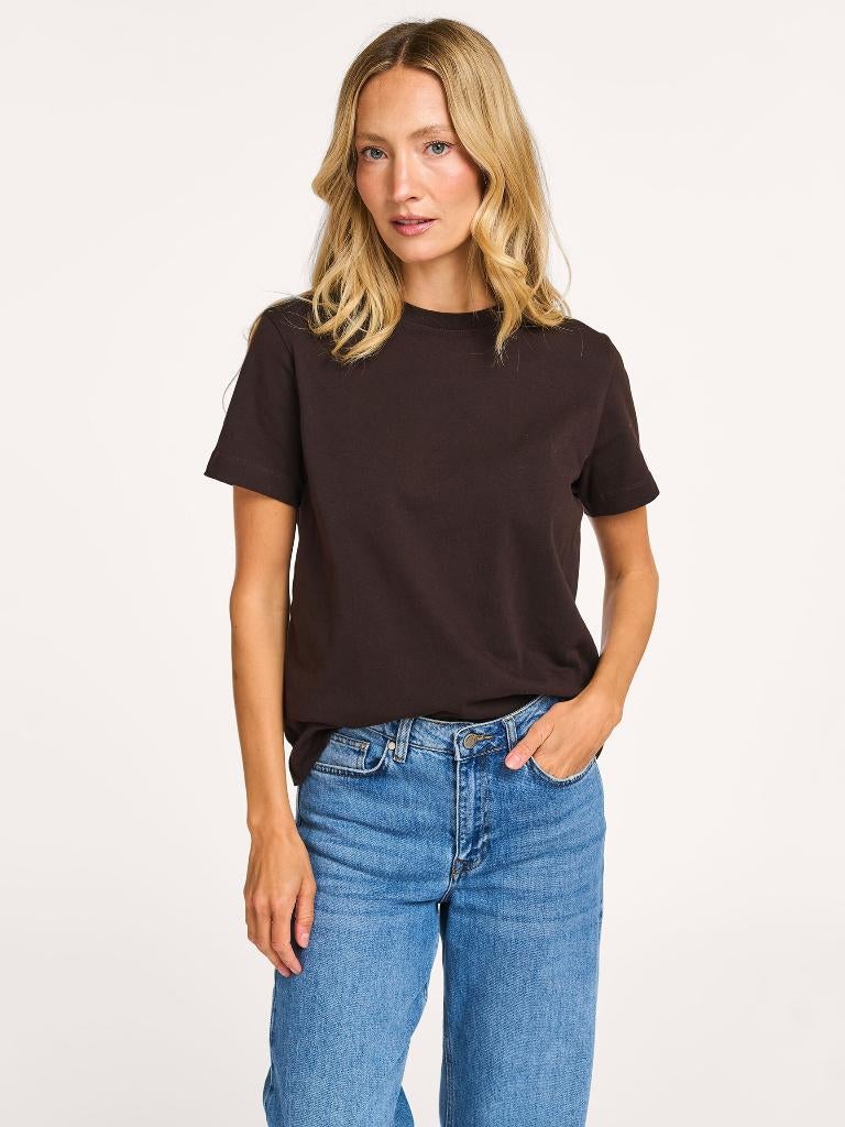 NIEUW! Samsoe Samsoe organic Camino t-shirt donker bruin S, Bruin, Verzenden, Nieuw, Korte mouw