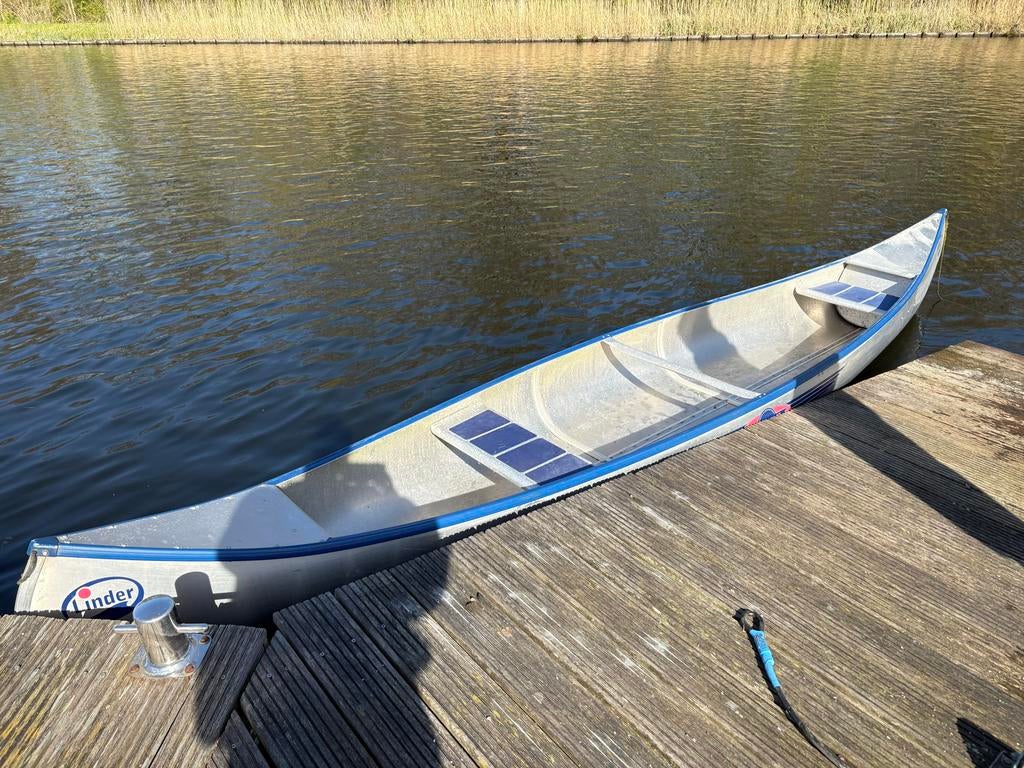 Linder Inkas 495 aluminium kano - stoer, licht en compleet!, Watersport en Boten, Ophalen, Gebruikt, Met peddels, Twee personen