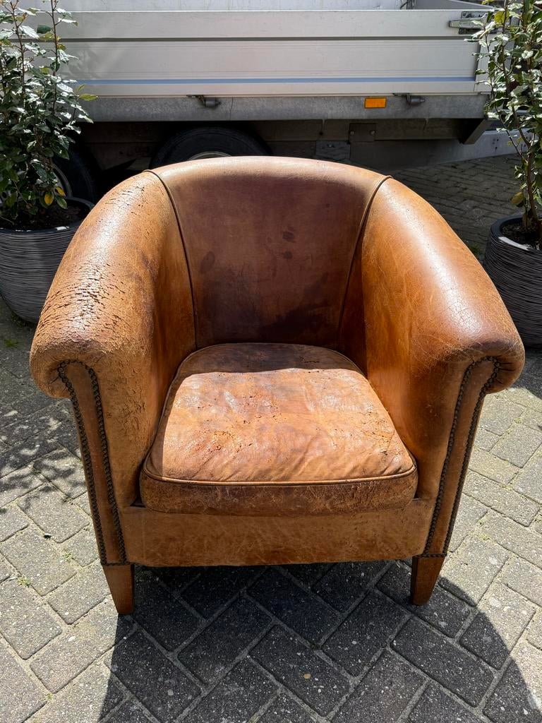 Nico van Oirschot stoel, Ophalen, Gebruikt, Bruin, Leer