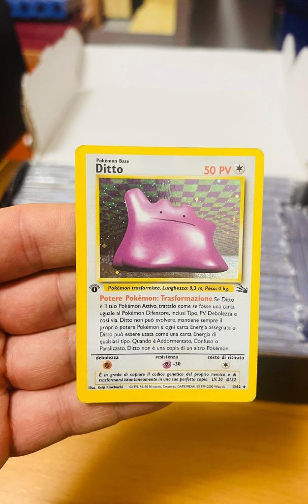 Ditto 3/62 Holo 1st Edition Fossil Pokemon, Hobby en Vrije tijd, Verzamelkaartspellen | Pokémon, Verzenden, Zo goed als nieuw