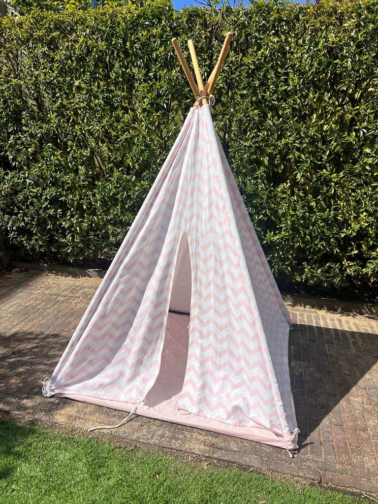 Bandit and Angels Roze/wit Tipi Tent, Kinderen en Baby's, Speelgoed | Speeltenten, Ophalen of Verzenden, Zo goed als nieuw