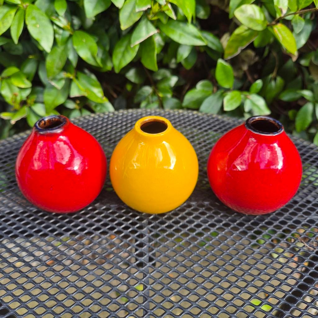 Drie leuke mini Scheurich vaasjes. 223-7, Ophalen of Verzenden