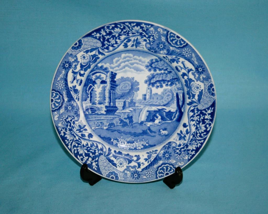 Spode " Italian Blue " Gebakbord 16cm - Blauw Stempel, Ophalen of Verzenden, Zo goed als nieuw, 2de Hands, Bord(en)