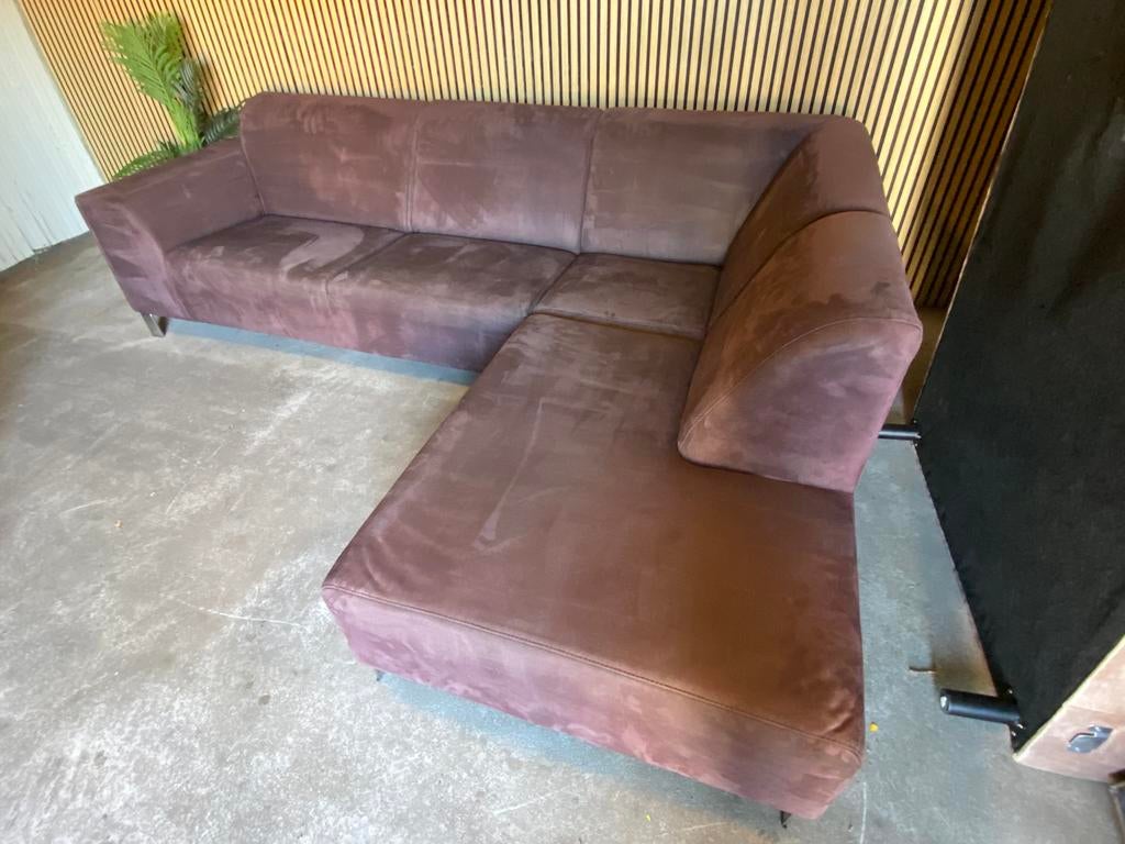 !!ACTIE!! PAARSE VELVET HOEKBANK, GRATIS LEVERING, 250 tot 300 cm, Hoekbank, Ophalen of Verzenden, Zo goed als nieuw