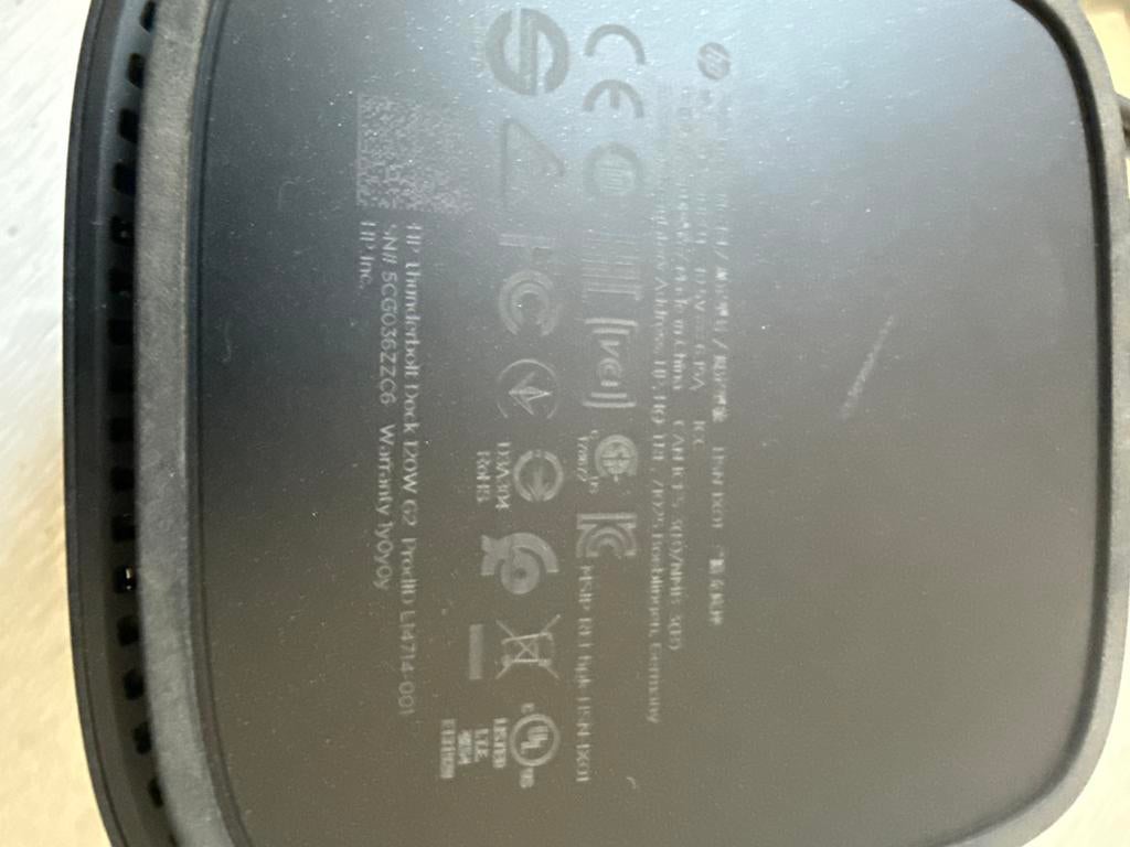 HP Thunderbolt Dock 120W G2, Computers en Software, Dockingstations, Ophalen of Verzenden, Gebruikt, Docking station, Laptop