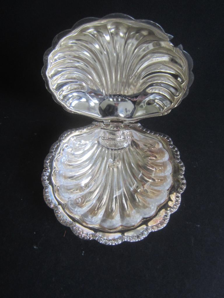 Kaviaar schaaltje schelp + glaasje Boterschaaltje + lepeltje, Ophalen of Verzenden