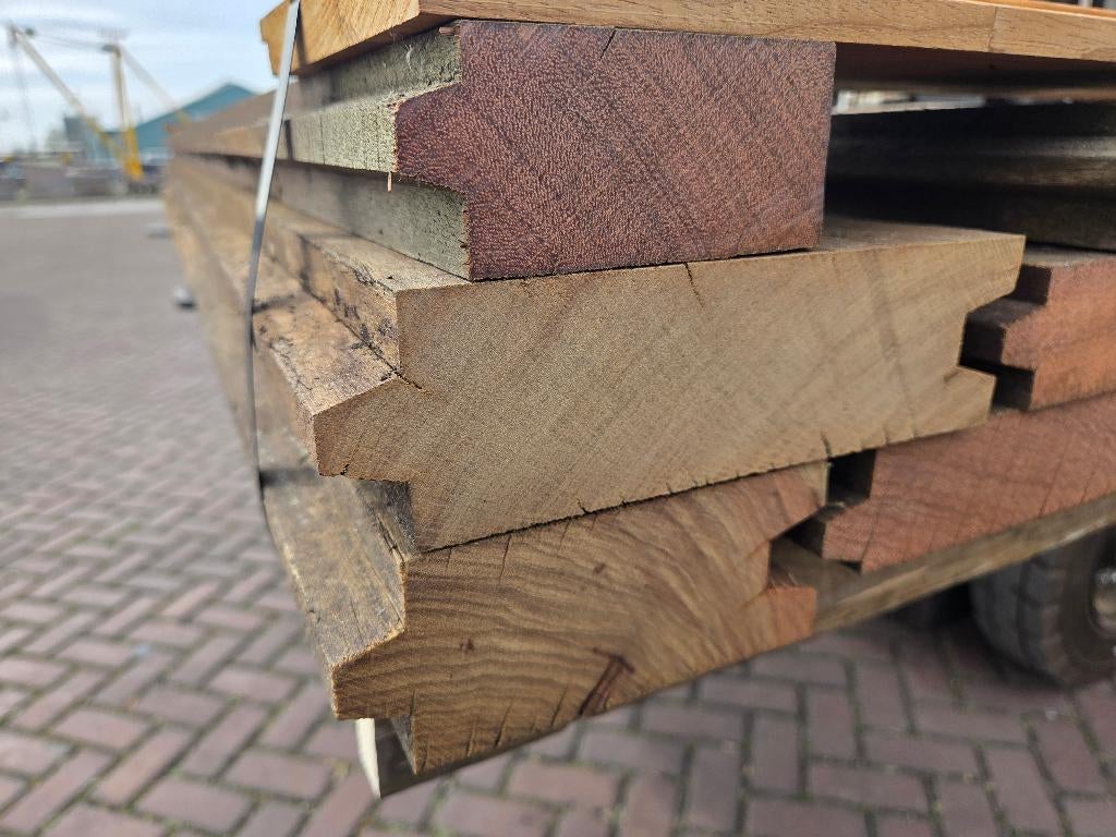 5 m2 hardhouten damwand - Extra goedkoop - nr: HP91, Ophalen, Planken, Nieuw, Hardhout