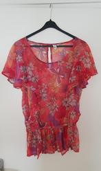García blouse top rood bloem vlinder motief M vlindermouw, Maat 38/40 (M), Ophalen of Verzenden, Zo goed als nieuw, Korte mouw