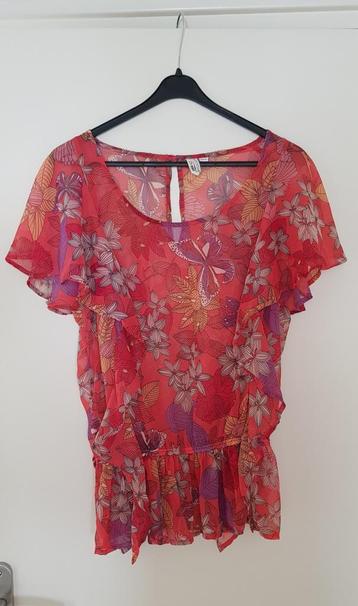 García blouse top rood bloem vlinder motief M vlindermouw beschikbaar voor biedingen